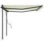vidaXL Toldo retráctil automático con postes crema 4x3,5 m vidaXL Toldo retráctil automático con postes crema 4x3,5 m