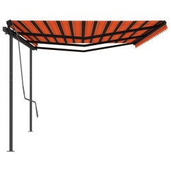 vidaXL Toldo retráctil automático con postes naranja y marrón 6x3 m