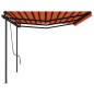 vidaXL Toldo retráctil automático con postes naranja y marrón 6x3 m
