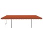 vidaXL Toldo retráctil automático con postes naranja y marrón 6x3 m
