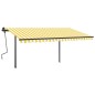 vidaXL Toldo automático retráctil con postes amarillo y blanco 4,5x3 m vidaXL Toldo automático retráctil con postes amarillo y blanco 4,5x3 m