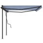 vidaXL Toldo retráctil automático con postes azul y blanco 4,5x3,5m