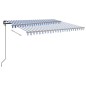 vidaXL Toldo retráctil automático con postes azul y blanco 4,5x3,5m