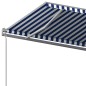 vidaXL Toldo retráctil automático con postes azul y blanco 6x3 m vidaXL Toldo retráctil automático con postes azul y blanco 6x3 m