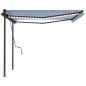 vidaXL Toldo automático con LED sensor de viento azul y blanco 4x3,5 m vidaXL Toldo automático con LED sensor de viento azul y blanco 4x3,5 m