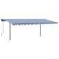 vidaXL Toldo retráctil automático con postes azul y blanco 6x3,5 m vidaXL Toldo retráctil automático con postes azul y blanco 6x3,5 m