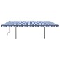 vidaXL Toldo retráctil automático con postes azul y blanco 6x3,5 m vidaXL Toldo retráctil automático con postes azul y blanco 6x3,5 m