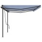 vidaXL Toldo retráctil automático con postes azul y blanco 6x3,5 m vidaXL Toldo retráctil automático con postes azul y blanco 6x3,5 m