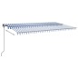 vidaXL Toldo retráctil automático con postes azul y blanco 6x3,5 m vidaXL Toldo retráctil automático con postes azul y blanco 6x3,5 m