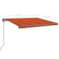 vidaXL Toldo retráctil automático con postes naranja y marrón 4,5x3,5m vidaXL Toldo retráctil automático con postes naranja y marrón 4,5x3,5m