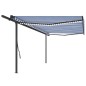 vidaXL Toldo automático con LED sensor de viento azul y blanco 5x3,5 m vidaXL Toldo automático con LED sensor de viento azul y blanco 5x3,5 m