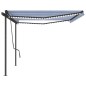 vidaXL Toldo automático con LED sensor de viento azul y blanco 5x3,5 m vidaXL Toldo automático con LED sensor de viento azul y blanco 5x3,5 m