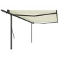 vidaXL Toldo retráctil automático con postes crema 5x3,5 m vidaXL Toldo retráctil automático con postes crema 5x3,5 m