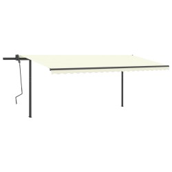 vidaXL Toldo retráctil automático con postes crema 5x3,5 m