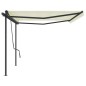 vidaXL Toldo retráctil automático con postes crema 5x3,5 m vidaXL Toldo retráctil automático con postes crema 5x3,5 m