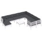 vidaXL Muebles de jardín 11 pzas cojines blanco madera de pino vidaXL Muebles de jardín 11 pzas cojines blanco madera de pino