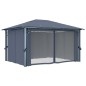 vidaXL Cenador cortina y tira de luz LED aluminio antracita 400x300cm vidaXL Cenador cortina y tira de luz LED aluminio antracita 400x300cm