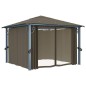 vidaXL Cenador con cortina y tira de luz aluminio taupé 300x300 cm vidaXL Cenador con cortina y tira de luz aluminio taupé 300x300 cm