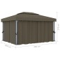 vidaXL Cenador con cortina y tira de luces LED aluminio taupé 4x3 m vidaXL Cenador con cortina y tira de luces LED aluminio taupé 4x3 m