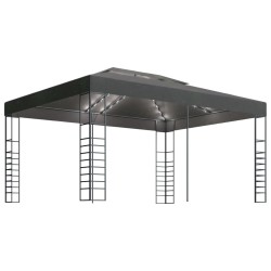 vidaXL Cenador con tira de luces LED gris antracita 3x4 m