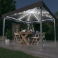 vidaXL Cenador con tira de luces LED aluminio antracita 300x300 cm vidaXL Cenador con tira de luces LED aluminio antracita 300x300 cm
