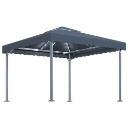 vidaXL Cenador con tira de luces LED aluminio antracita 300x300 cm