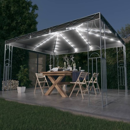 vidaXL Cenador con tira de luces LED 400x300 cm gris antracita