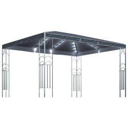 vidaXL Cenador con tira de luces LED 400x300 cm gris antracita