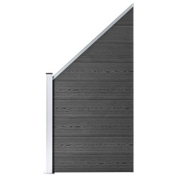 vidaXL Juego de paneles de valla WPC negro 1657x(105-186) cm  