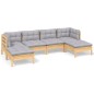 vidaXL Juego de muebles de jardín 6 pzas y cojines madera pino gris vidaXL Juego de muebles de jardín 6 pzas y cojines madera pino gris