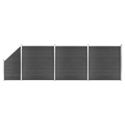 vidaXL Set de paneles de valla WPC negro 619x(105-186) cm  