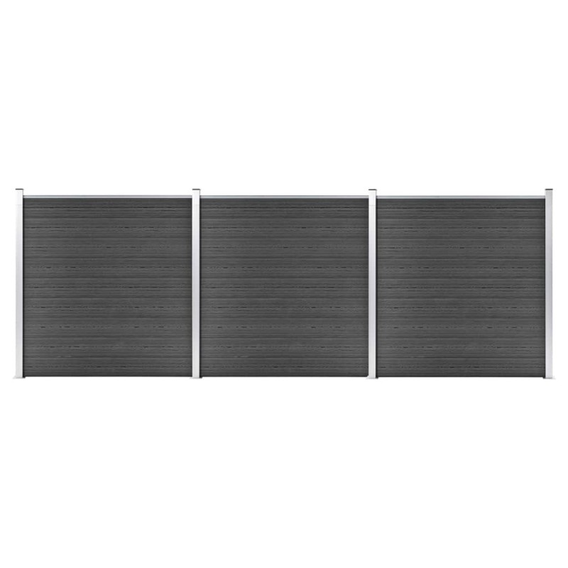 vidaXL Juego de paneles de valla WPC negro 526x186 cm vidaXL Juego de paneles de valla WPC negro 526x186 cm