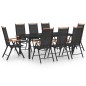 vidaXL Juego de comedor de jardín 9 piezas aluminio negro vidaXL Juego de comedor de jardín 9 piezas aluminio negro