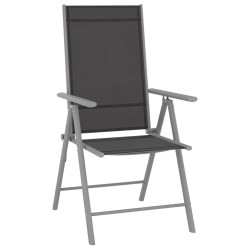 vidaXL Juego de muebles de jardín 9 piezas negro y plateado