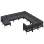 vidaXL Muebles de jardín 12 pzas con cojines negro madera de pino