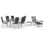 vidaXL Juego de comedor de jardín 10 piezas negro y plateado vidaXL Juego de comedor de jardín 10 piezas negro y plateado