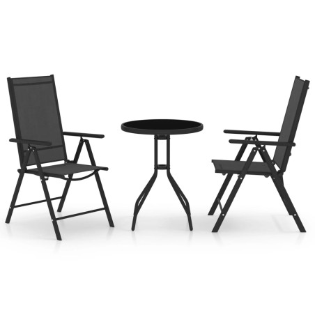 vidaXL Muebles de bistró para jardín 3 pzas aluminio y textilene negro