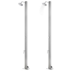 vidaXL Ducha de jardín con base marrón 220 cm acero inoxidable