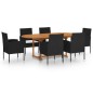 vidaXL Juego de comedor para jardín 7 piezas ratán sintético negro vidaXL Juego de comedor para jardín 7 piezas ratán sintético negro