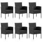 vidaXL Juego de comedor para jardín 7 piezas ratán sintético negro