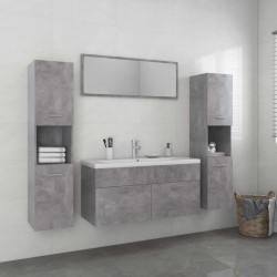 vidaXL Juego de muebles de baño madera de ingeniería gris hormigón