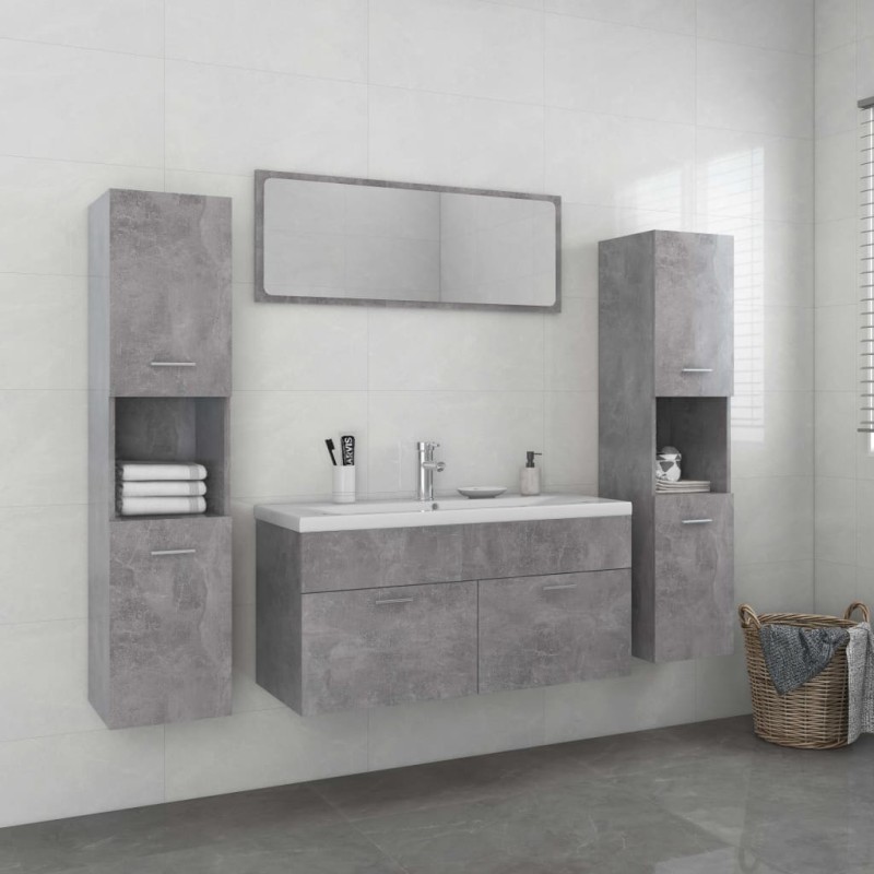 vidaXL Juego de muebles de baño madera de ingeniería gris hormigón vidaXL Juego de muebles de baño madera de ingeniería gris hormigón