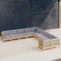 vidaXL Juego de muebles de jardín 10 pzas y cojines madera de pino vidaXL Juego de muebles de jardín 10 pzas y cojines madera de pino