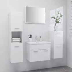 vidaXL Juego de muebles de baño madera de ingeniería blanco brillo