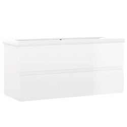 vidaXL Mueble con lavabo madera de ingeniería blanco brillante