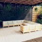 vidaXL Muebles de jardín 11 piezas y cojines madera de pino crema vidaXL Muebles de jardín 11 piezas y cojines madera de pino crema