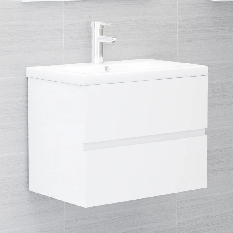 vidaXL Mueble con lavabo madera de ingeniería blanco brillo vidaXL Mueble con lavabo madera de ingeniería blanco brillo