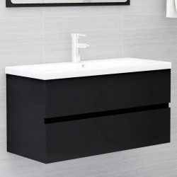 vidaXL Mueble con lavabo madera de ingeniería negro