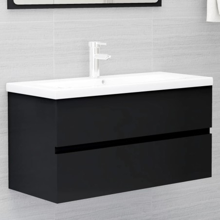 vidaXL Mueble con lavabo madera de ingeniería negro