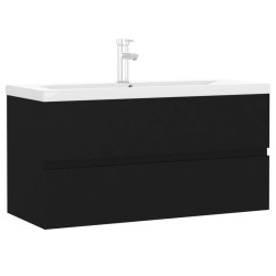 vidaXL Mueble con lavabo madera de ingeniería negro